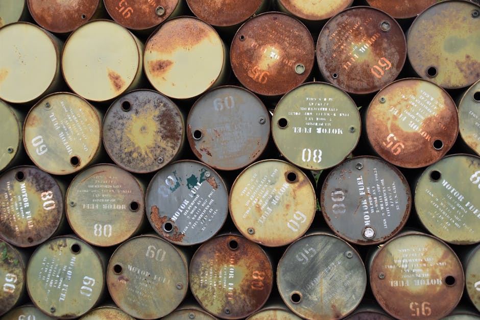 Oil and gas commodities with barrels and energy infrastructure