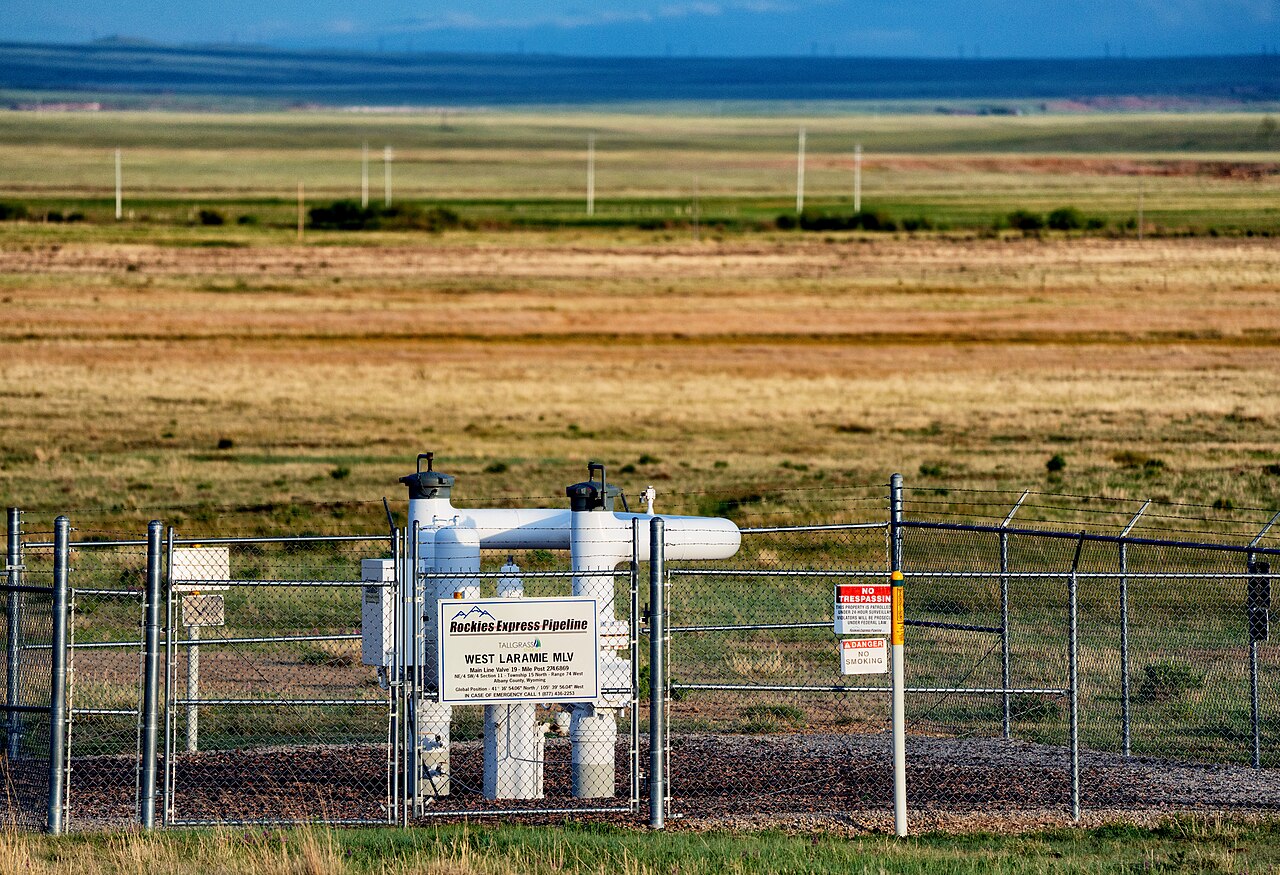 Valves and piping at a natural gas pipeline interconnection