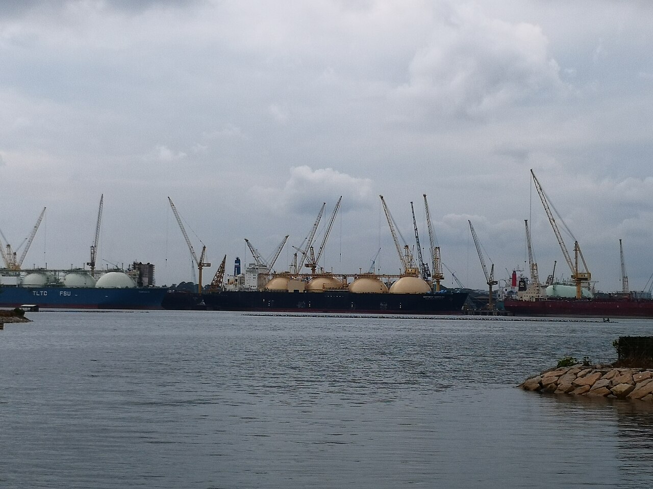 LNG carriers at anchor off Singapore