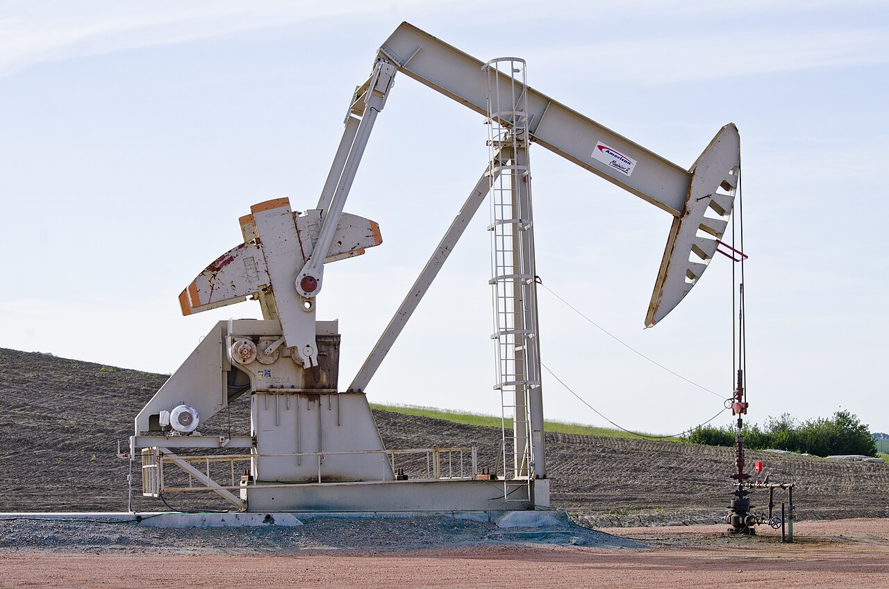 Drilling rig at a North Dakota well site
