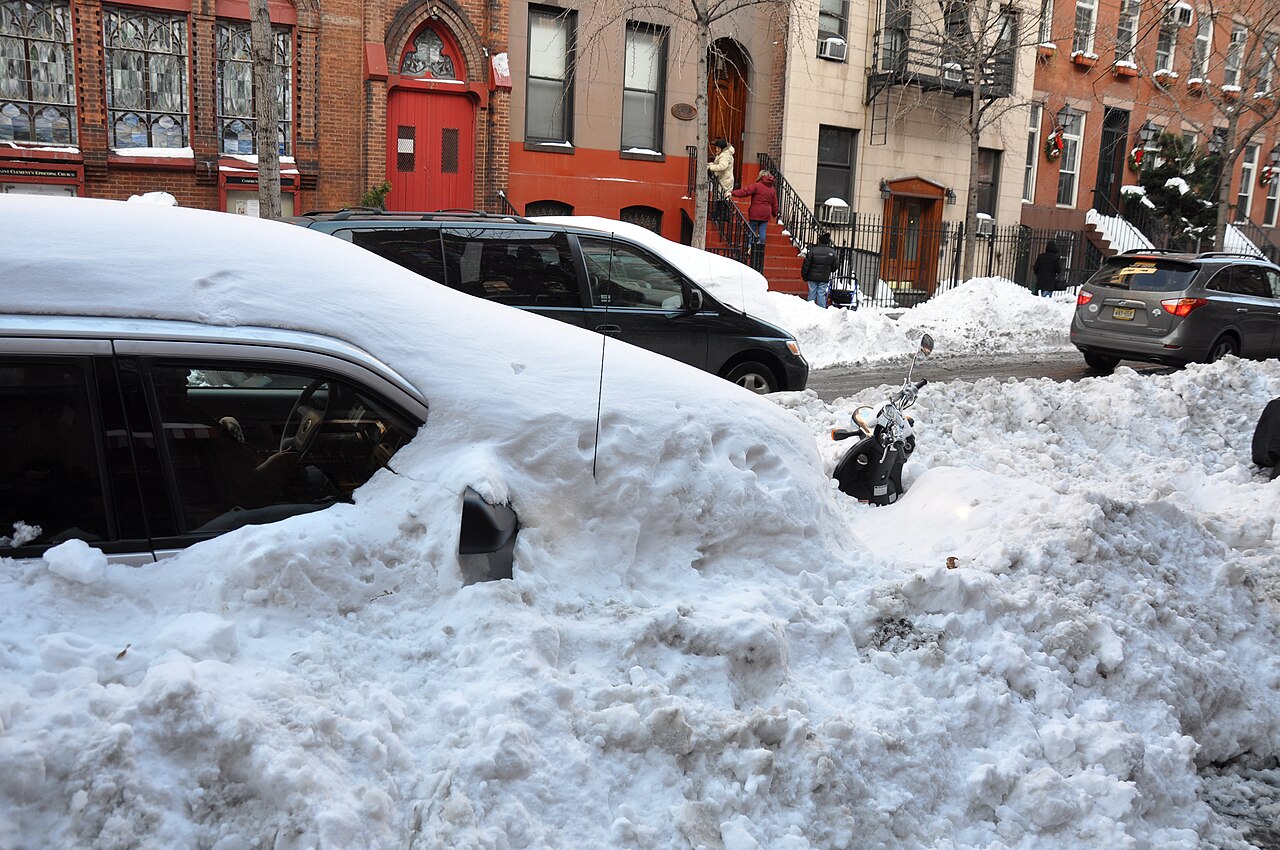 Cars buried in snow during the 2010 North American blizzard
